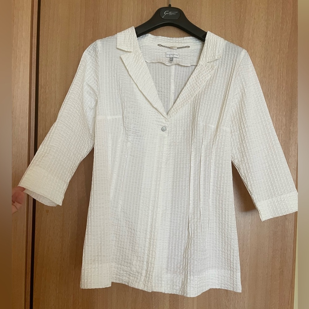 Sylvia Heise - White checkered blouse - size 10